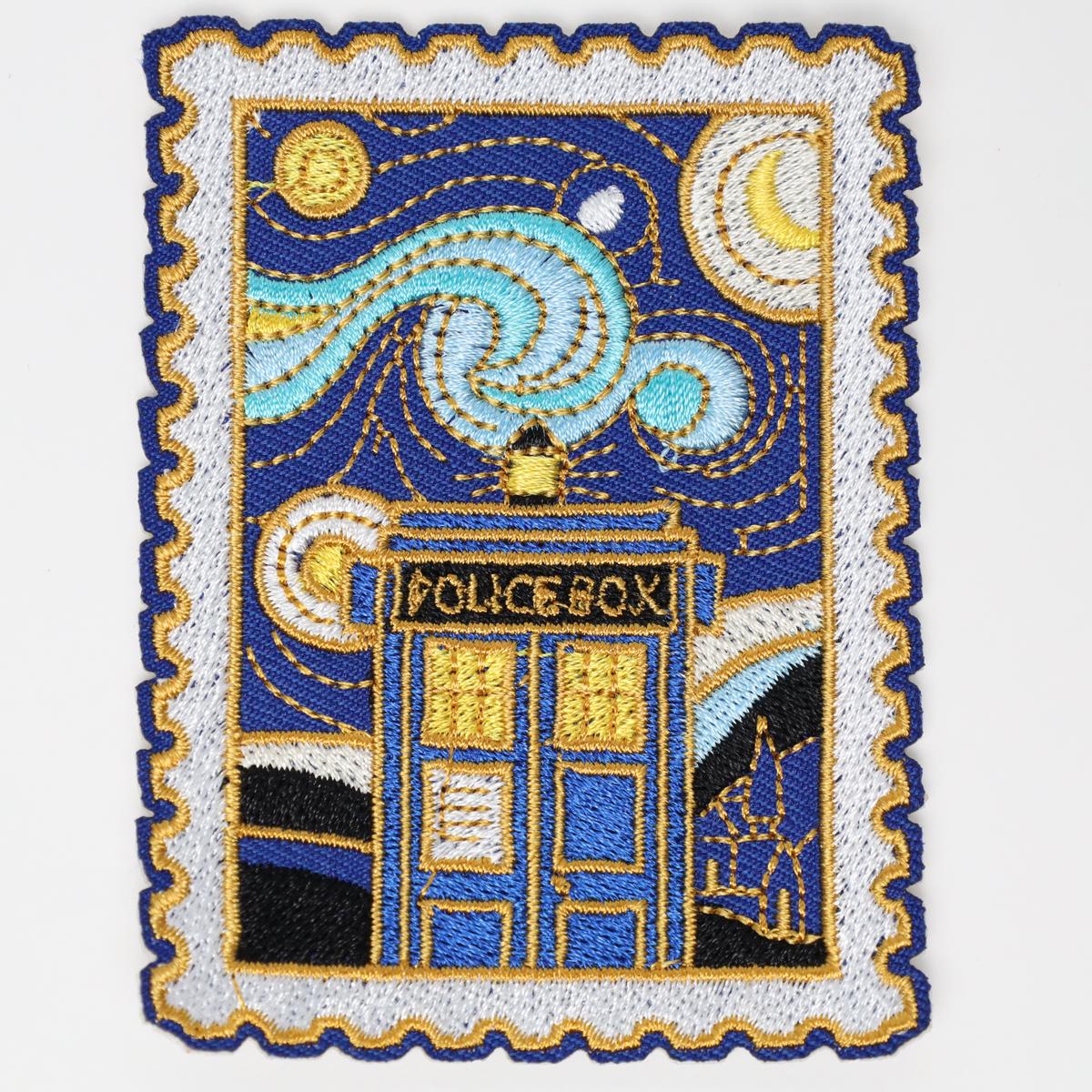 Van Gogh Starry Night x Doctor Who Stamp Iron On Embroidered Patch