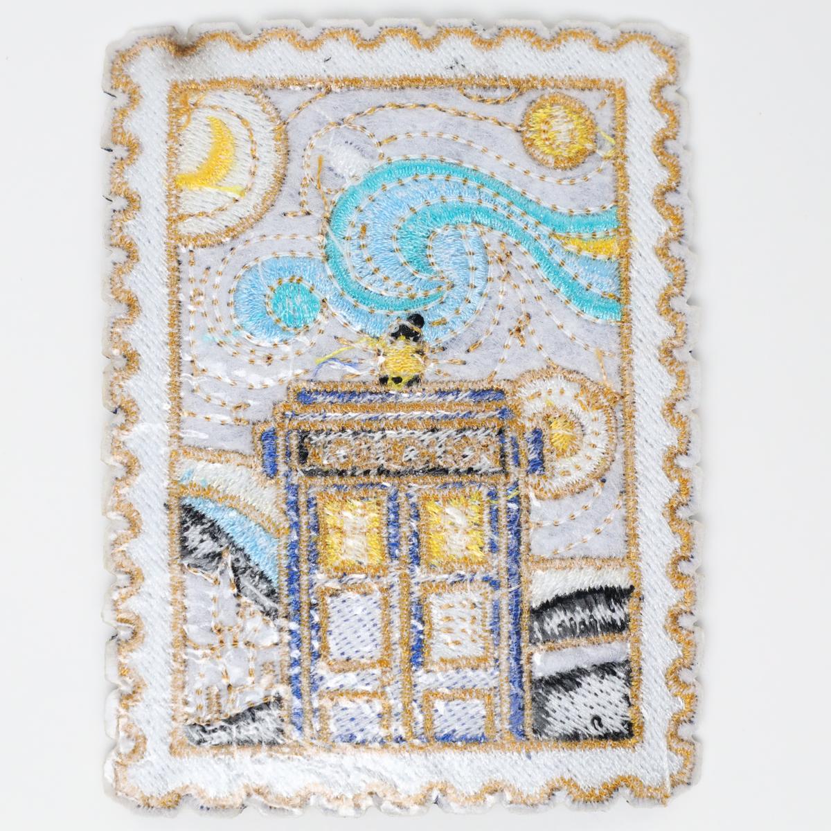 Van Gogh Starry Night x Doctor Who Stamp Iron On Embroidered Patch