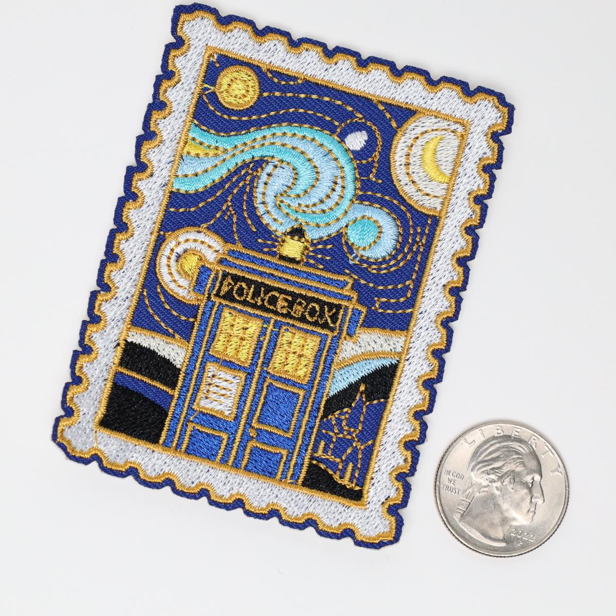 Van Gogh Starry Night x Doctor Who Stamp Iron On Embroidered Patch